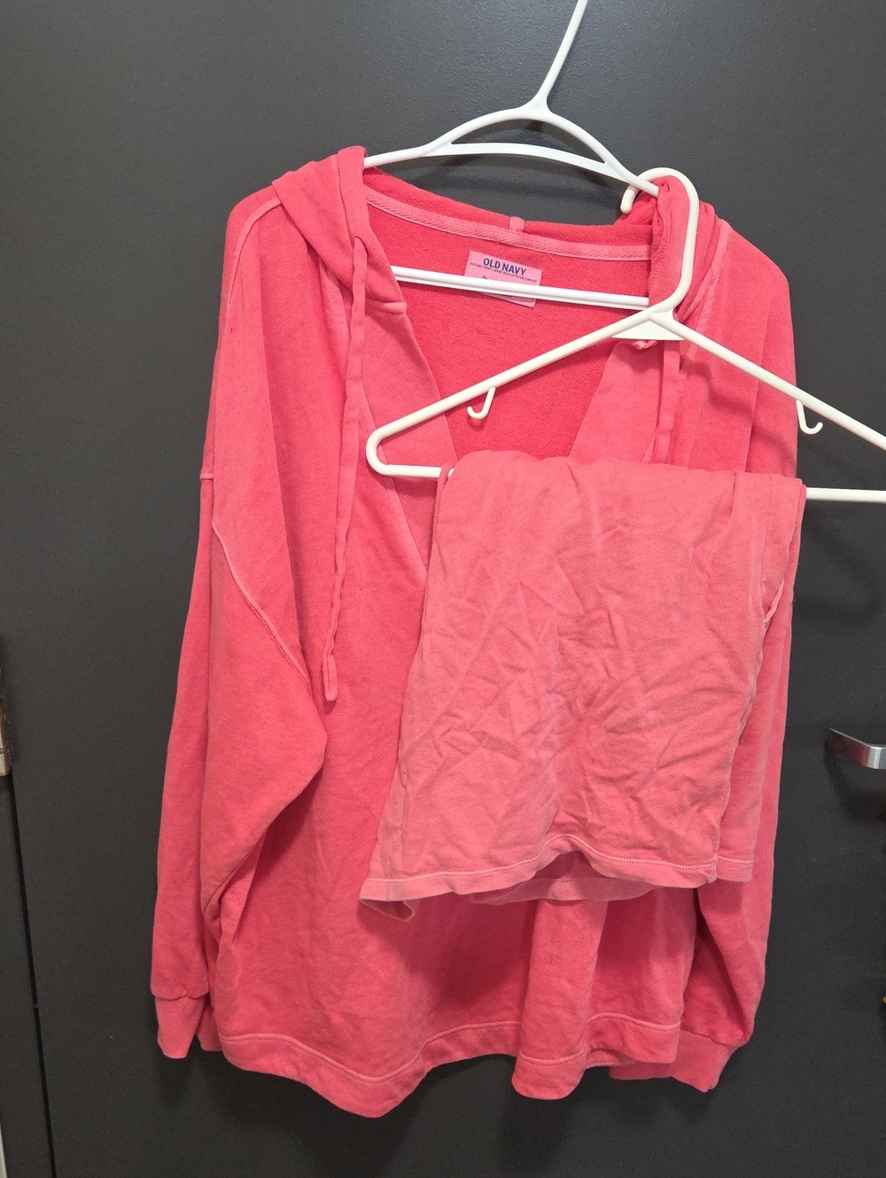 Old Navy Women's Coral Hooded Pullover Sweatshirt And Shorts Set